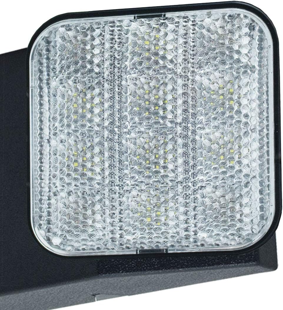 LFI Lights | Emergency Light | Black Housing | Two LED Adjustable Square Heads | Hardwired with Battery Backup | UL Listed | Contractor Standard | EL-2-B