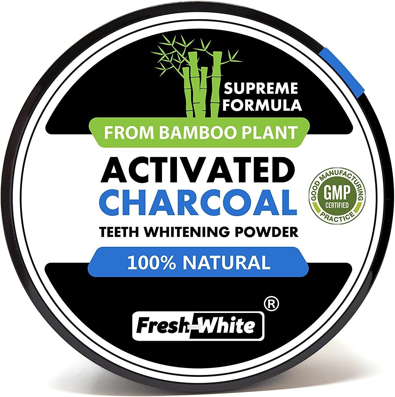 Activated Charcoal Natural Teeth Whitening Mint Flavour by Fresh White Smile Supreme Formula