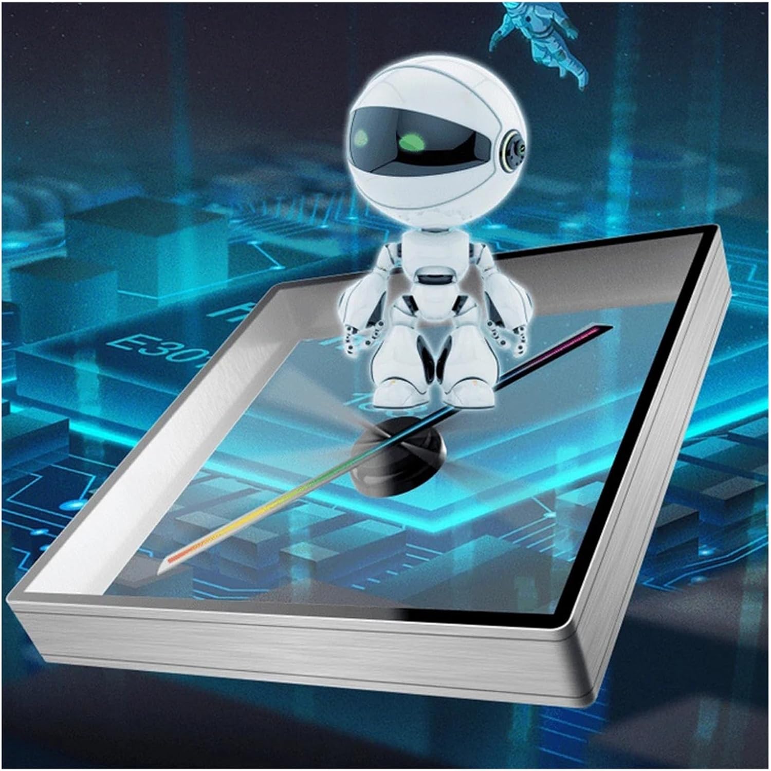 3DHologramFan, 3D Advertising Projector Wifi Led Sign Fan Holographic Lamp Player Remote Advertise Display for Shop/Bar(Blue)