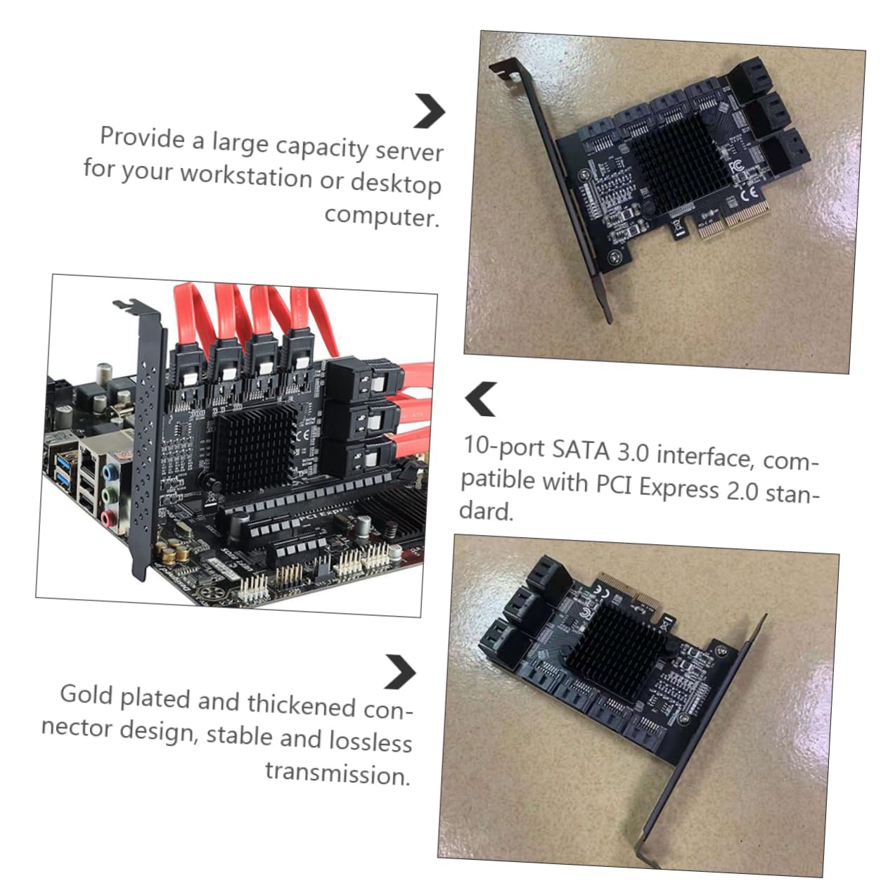 Sata3.0 Erweiterungskarte Pcie X4 3.0 10-Port Schwarz