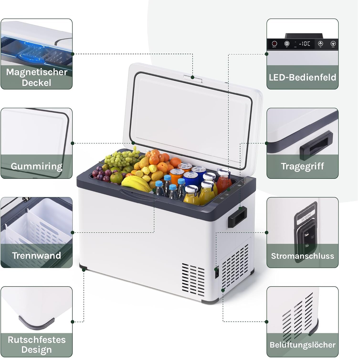 WOLTU 30L Kompressor Kühlbox Elektrisch 12v 230v, Dual Zone Auto Kühlbox, Mini Kühlschrank Gefrierbox für Lkw, Strand, Picknick, Summer Saver