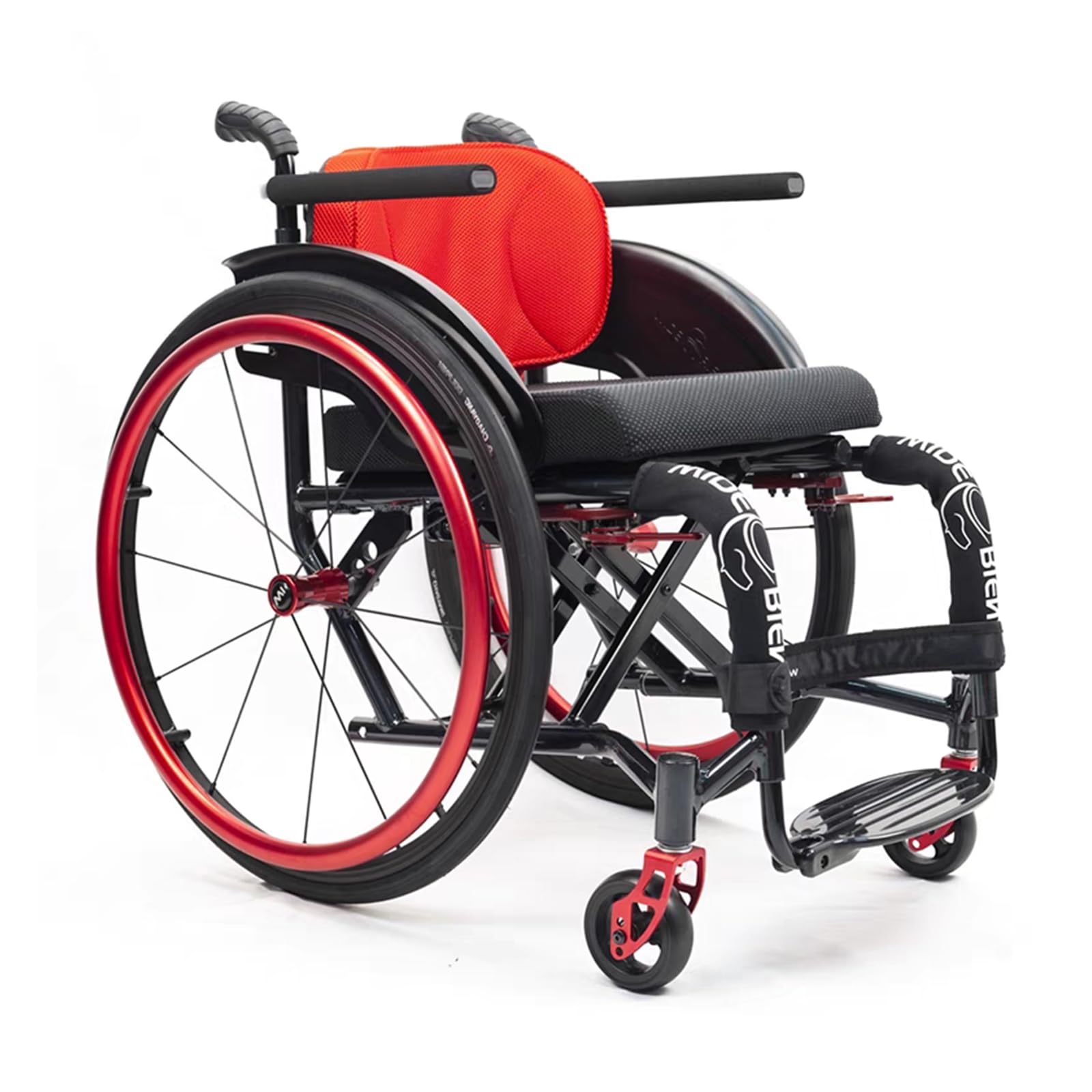Sedia a rotelle sportiva per il tempo libero, sedia a rotelle manuale sportiva portatile pieghevole leggera per tutti i terreni per disabili, sedia a rotelle in lega di alluminio ultraleggera (largh