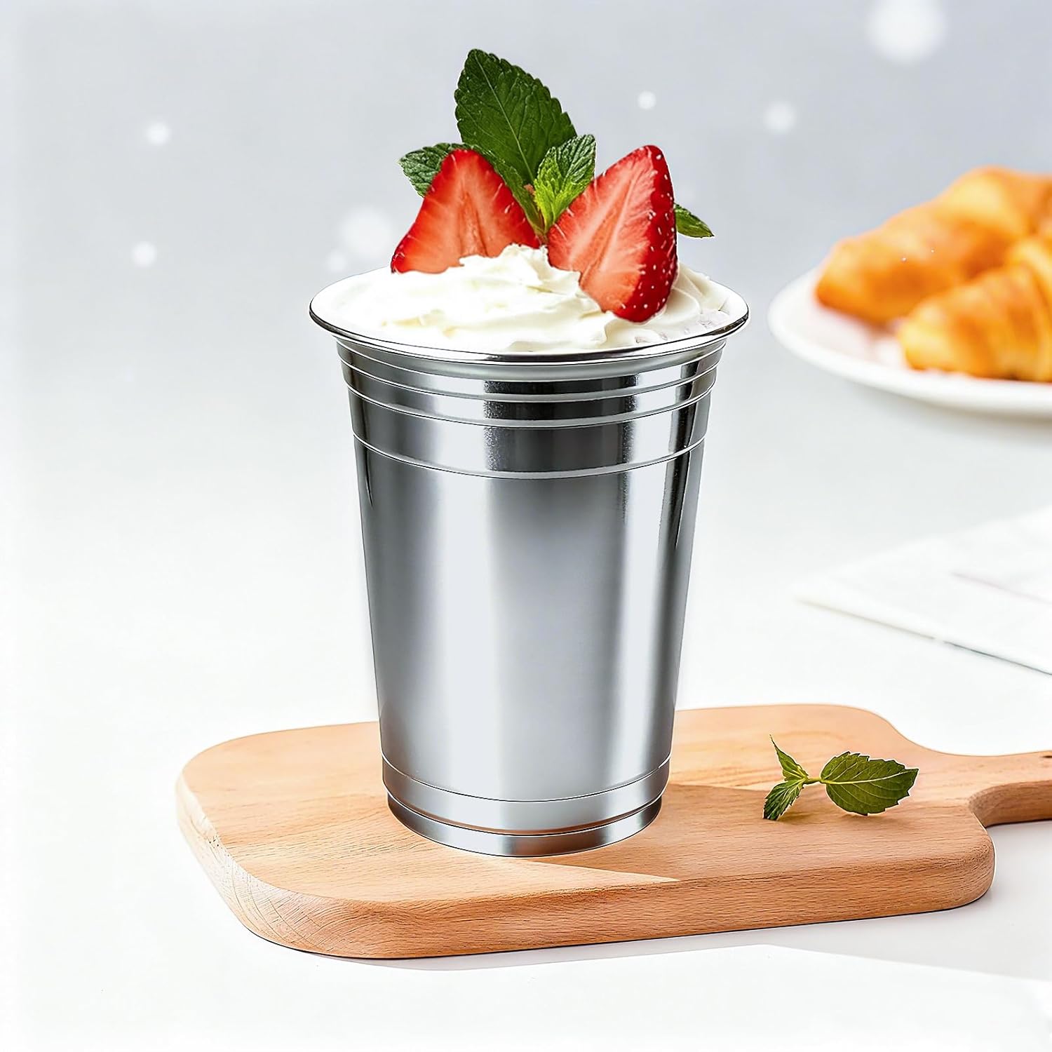 16 oz - 100 Count Metallic Plastic Cups, Disposable Plastic Party Cups for Easy Cleanup and Large Gatherings, Gold Metallic Cups for Birthdays, Parties, Christmas, and Everyday Use (Silver) - Image 7