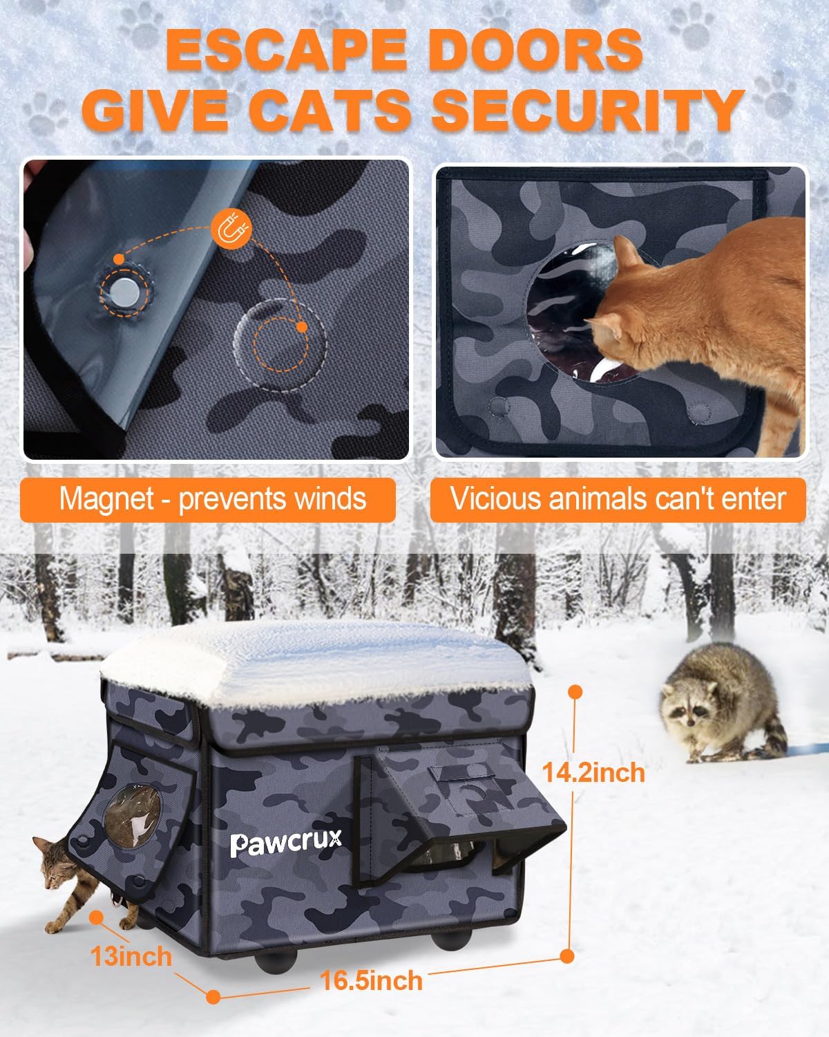 Cat House for Outdoor/Indoor, Weatherproof Cat Shelter Kitty Bed, Waterproof & Elevated & Insulated Feral Cat House
