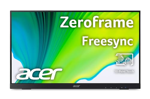 acer UT222Q 21.5 Inch Full HD IPS (1920 x 1080) 10 Point Touch Monitor with AMD FreeSync Technology 75Hz Refresh Rate 4 MS Response| Display Port, HDMI Port, VGA & USB Port,Black