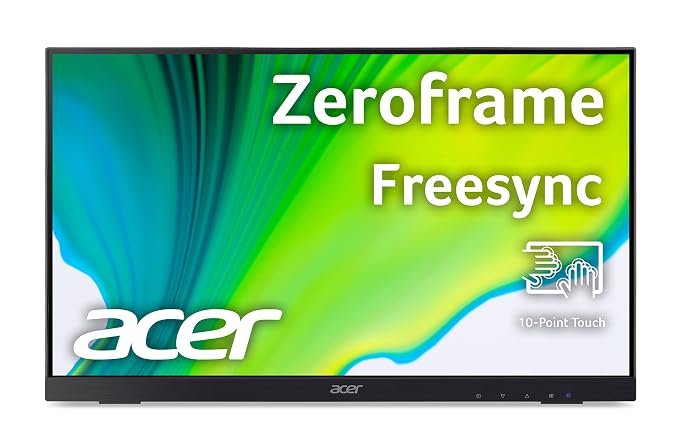acer UT222Q 21.5 Inch Full HD IPS (1920 x 1080) 10 Point Touch Monitor with AMD FreeSync Technology 75Hz Refresh Rate 4 MS Response| Display Port, HDMI Port, VGA & USB Port,Black