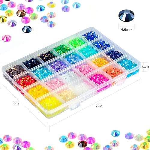 Miniatura 4 de Diamantes de imitación de gelatina de 24 colores con parte trasera plana, diamantes de imitación de colores de 0.157 pulgadas para manualidades,