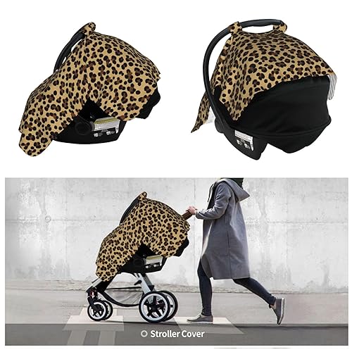 Vista 14 de KiuLoam Toldo de asiento de automóvil de animales del bosque, funda de lactancia para mamá lactancia, funda de asiento de automóvil para bebé/fundas