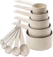 Beille 10pc Wheat Straw Measuring Cups & Spoons Set - Eco-Friendly BPA-Free Stackable Tools for Cooking Baking