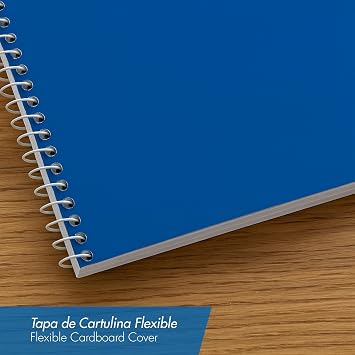 Dohe - A4+ notebooks (5 pcs.) - Size 21.5 x 31.5cm, 5 Colours: Blue, Red, Orange, Yellow and Green, 80 Squared Sheets (4x4mm), Spiral Closure, Soft Card Cover, Office Supplies