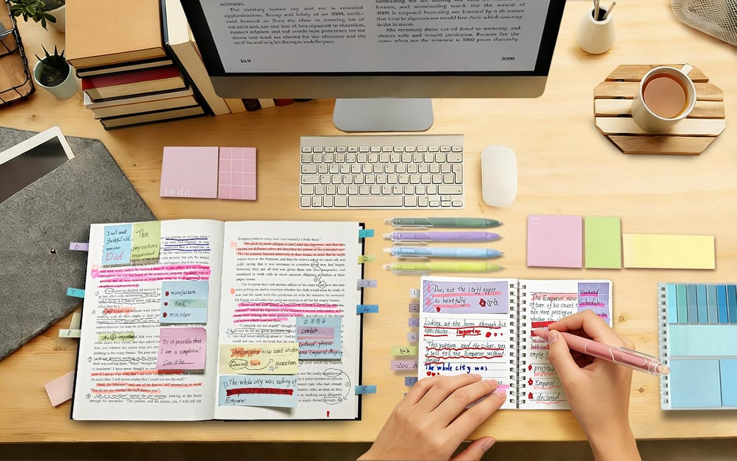 30PCS Cute Spiral Notebook Stationary Set For Women, A6 Portable Bible Journal Set with 4 Notebooks, 880 Sticky Notes & 25 Gel Pens, Aesthetic Work Study Supplies Appreciation Gifts - Image 9