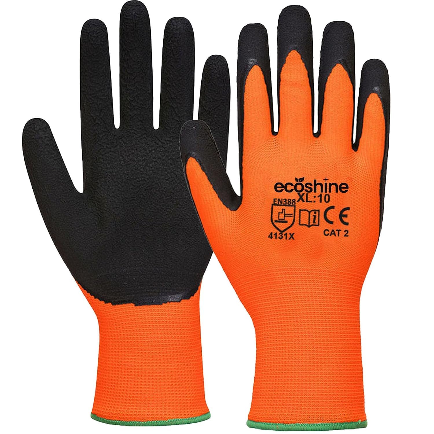 A406 24 Pairs Orange Work Gloves Latex coated Foam finish Safety Gloves Non Slip Gloves Rubber Gloves for Builder construction gardening Heavy Duty for Construction, Warehouse (Medium Orange-8) โ image 1