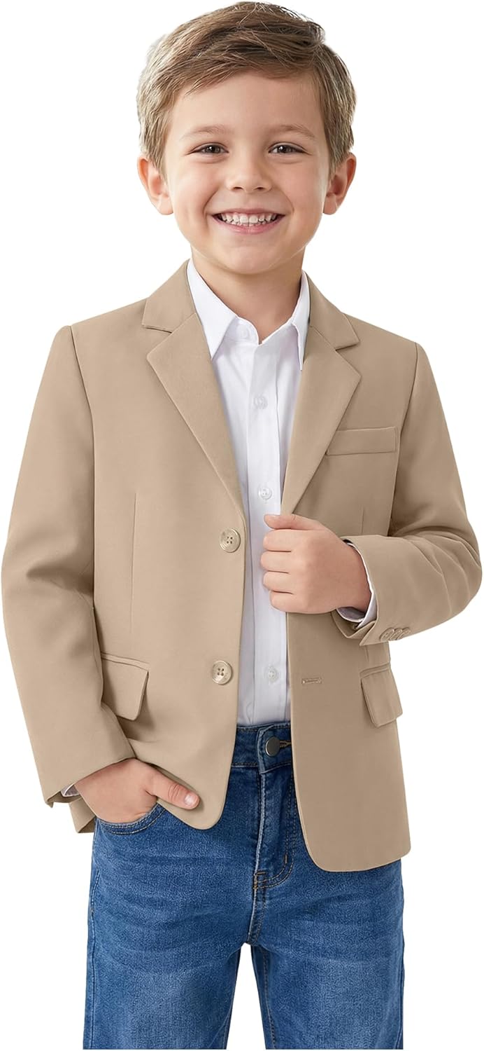 Boys Formal Suit Jacket Slim Fit 2 Button Kids Wedding Tuxedo Blazer Ring Bearer Outfit Sport Coat for Boy