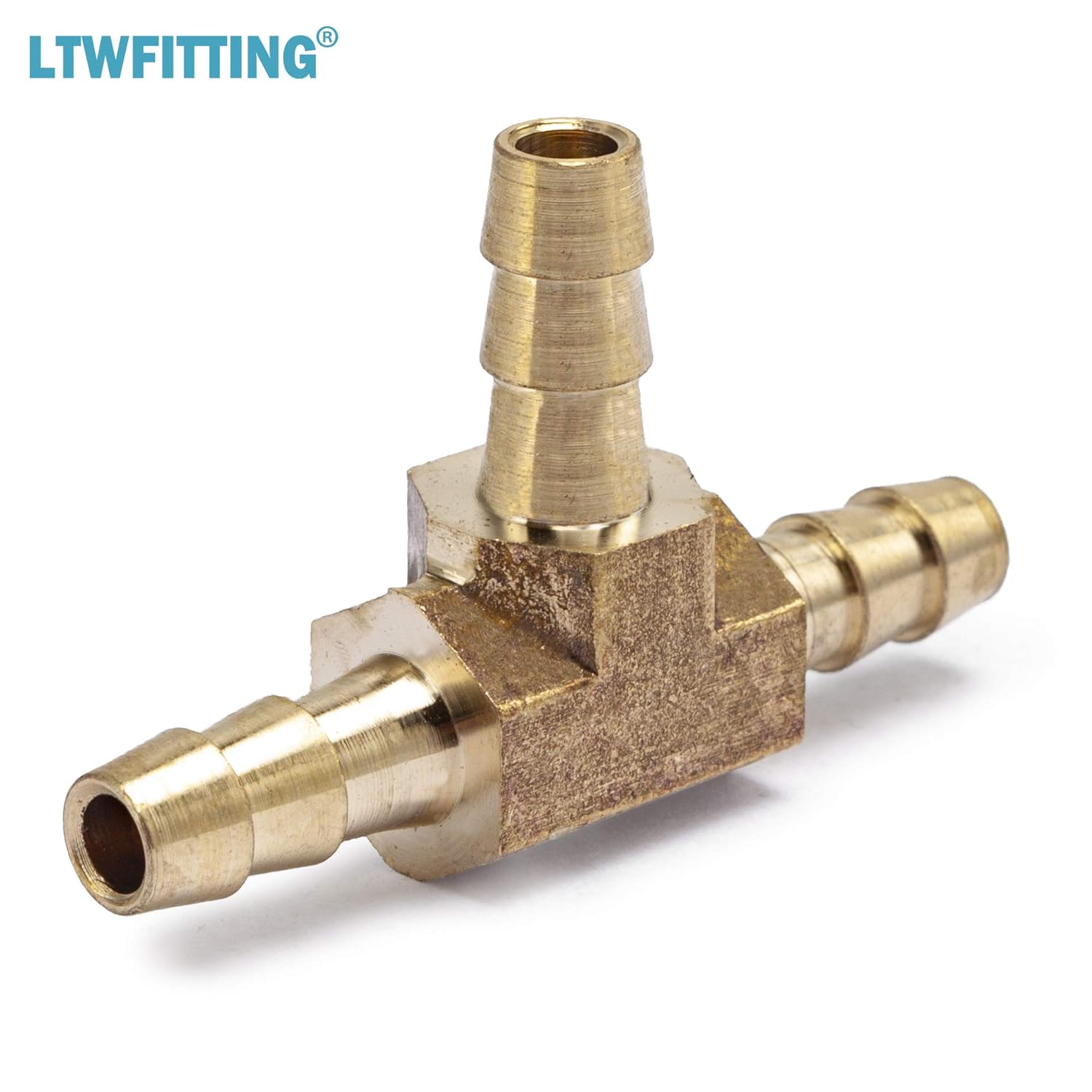 Free Shipping Offer LTWFITTING Brass Barb Tee Fitting 1/4-Inch ID Hose for Water Fuel Boat(Pack of 20)