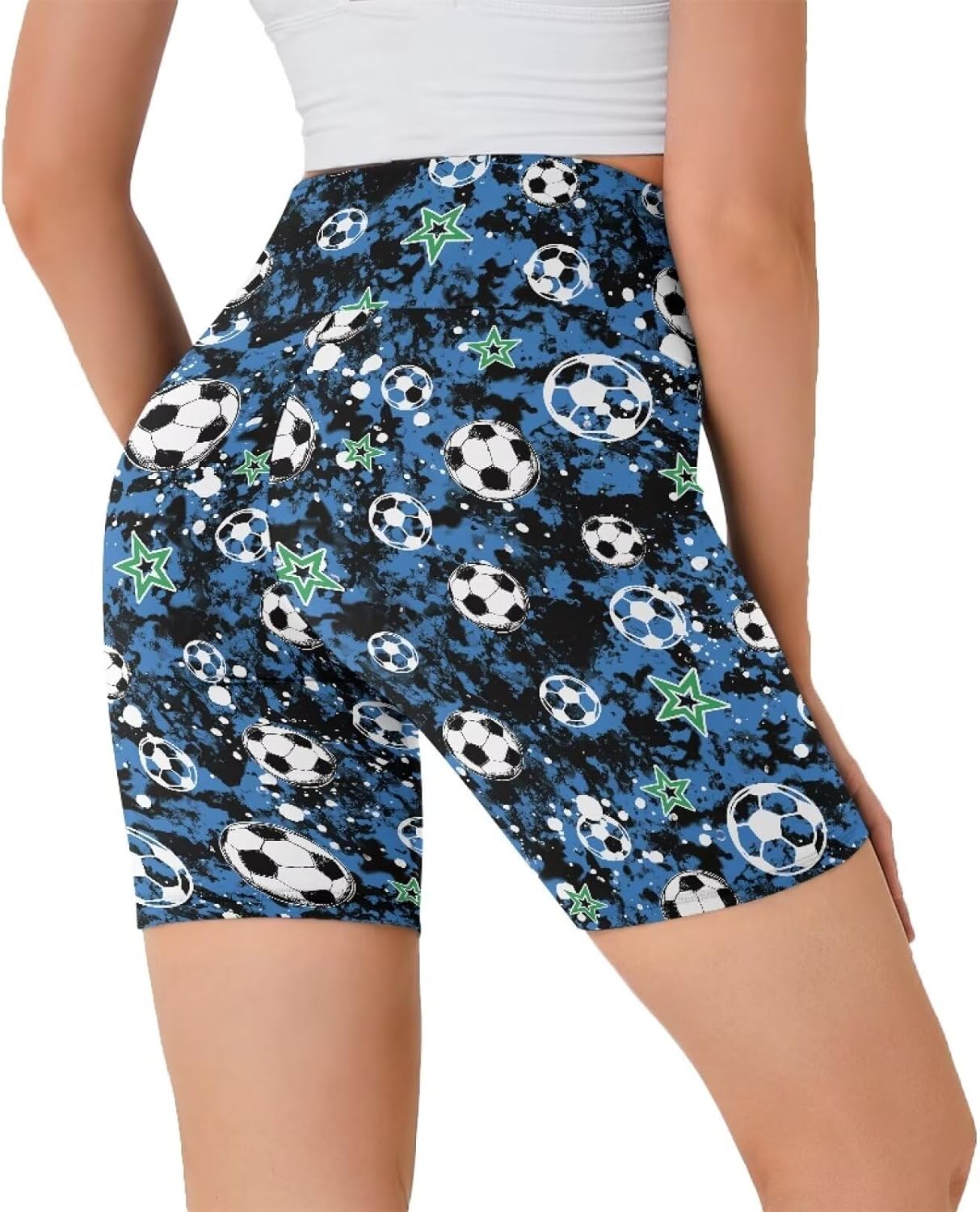 Women Workout Yoga Shorts 8" High Waist Biker Shorts Tummy Control Booty Athletic Running Compression Short XS-3XL