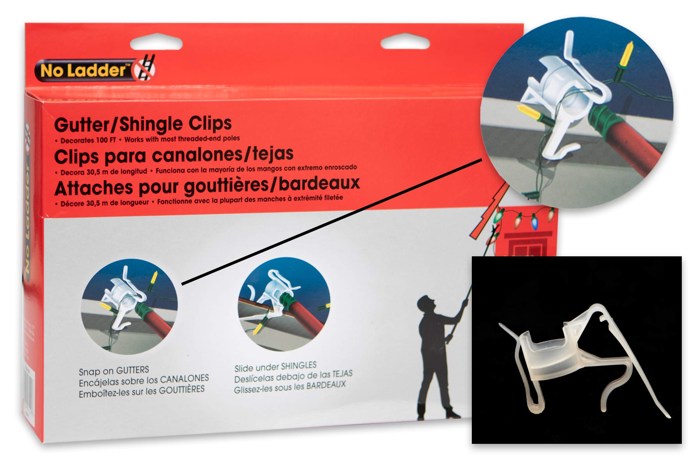 No Ladder 50 Count Gutter and Shingle Clips, Clear Buy Online in