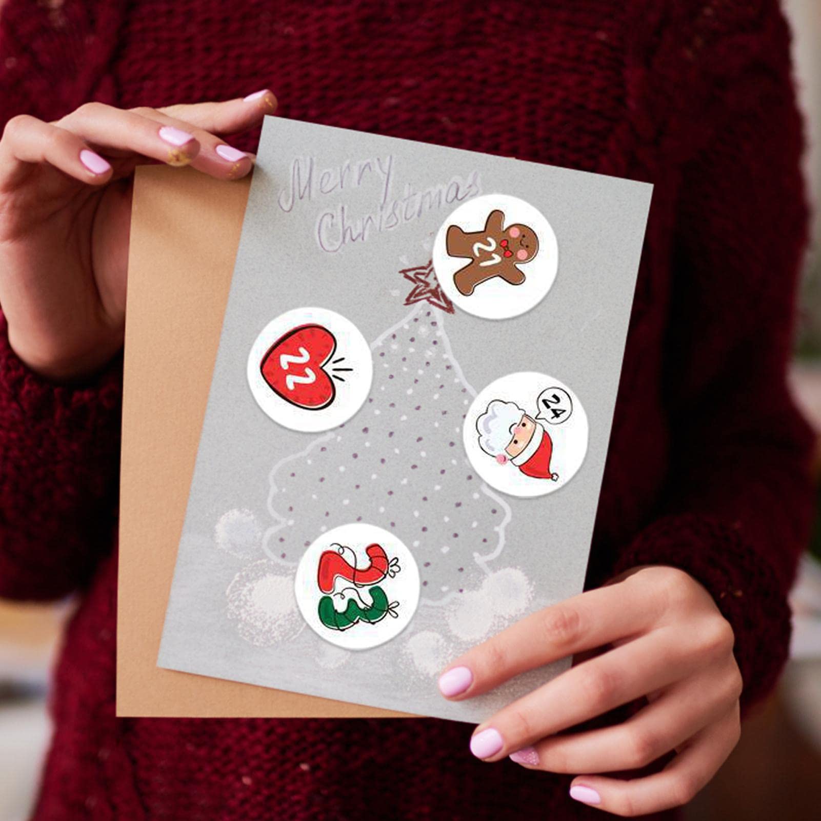 Autocollants De L'Avent - 24 Numéros Pour Calendrier De Noël, Décoration Fenêtre, Emballages Cadeaux Et Biscuits - 6