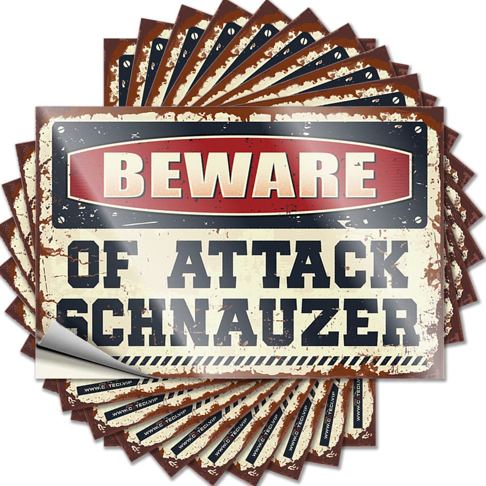 Tattoos Farm Vinyl Sticker | Beware of Attack Schnauzer Half for Comfort Use(8X12CM)