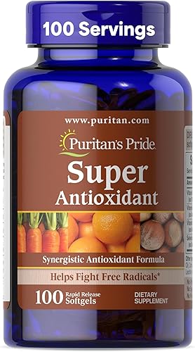 Puritan's Pride Fórmula antioxidante súper sinérgica premium, suplemento dietético para ayudar a combatir el envejecimiento prematuro*, vitaminas A,