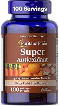 Puritan's Pride Premium Super Synergistic Antioxidant Formula, Dietary Supplement to Help Fight Premature Aging*, Vitamins A, C, E, and Selenium Mineral, 3 Month Supply, 100 Rapid Release Softgels