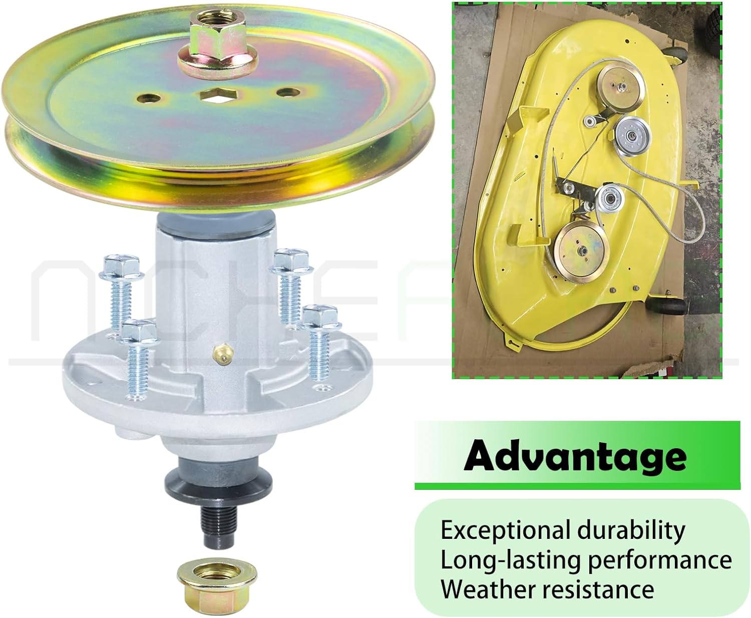 2 Pack GY21098 Spindle Assembly with GX20367 Spindle Pulley GY20629 GY22172 Idler Pulley GX20072 Belt 1/2x103 Replaces AUC15811 GY20454 for John Deere 42" D110 D130 D105 LA115 D125 Decks
