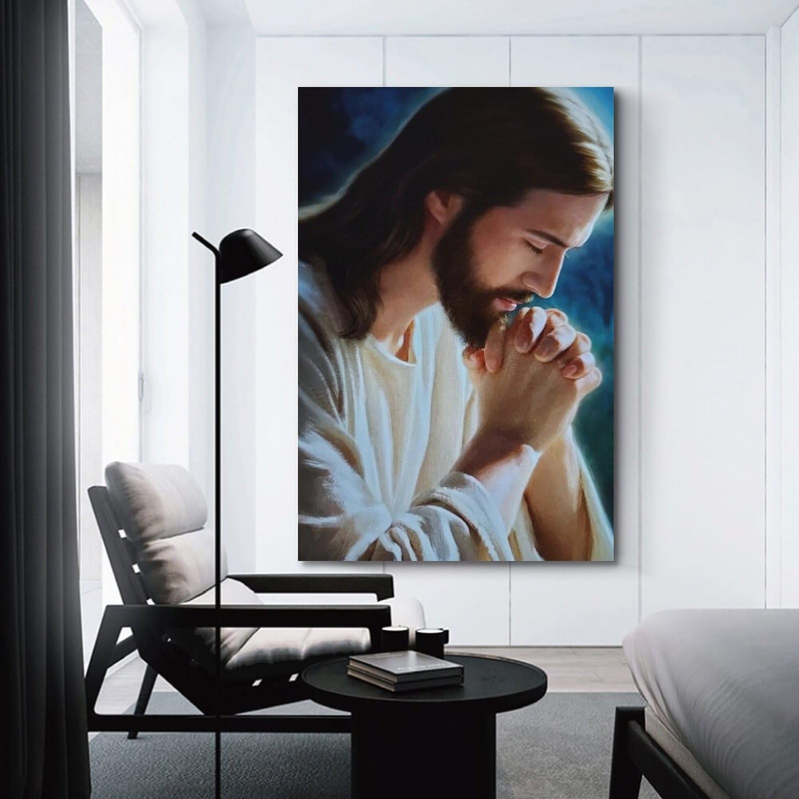 Opera d'arte moderna di Gesù Cristo stampata su tela, arte astratta, decorazione murale cristiana, arte religiosa su tela, pittura moderna - Italia