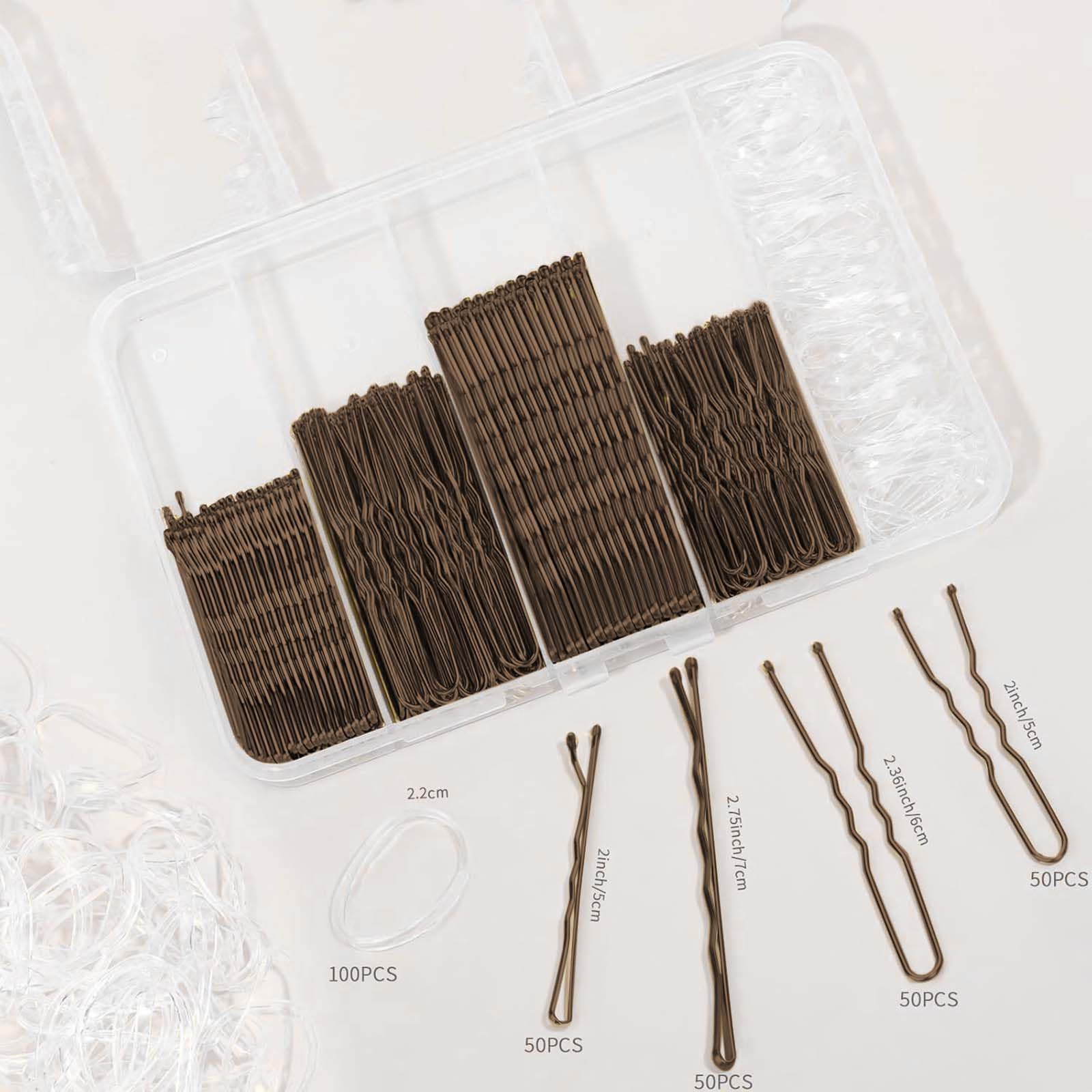 Bobby Pins, ShiningUU 300 Pieces Brown Hair Pins for Women Hair Grips Set including Storage Box, Kirby Grips - Image 2