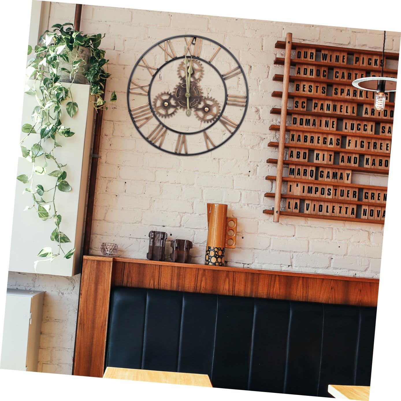 Reloj de Pared Decorativo Estilo Industrial Americano, Reloj Colgante Redondo de Hierro para Salón y Oficina