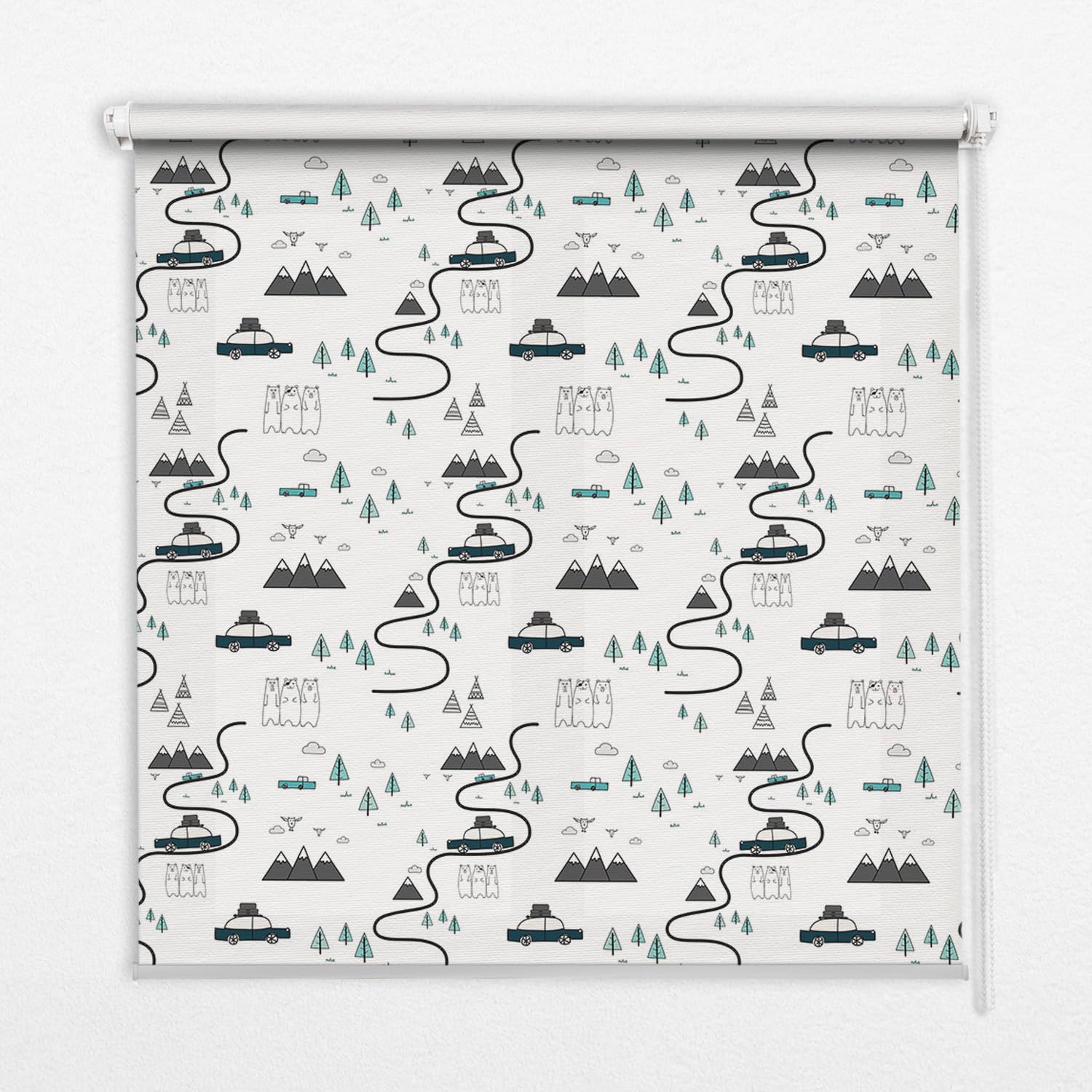 Store enrouleur occultante 60x180cm sans perçage motif montagne