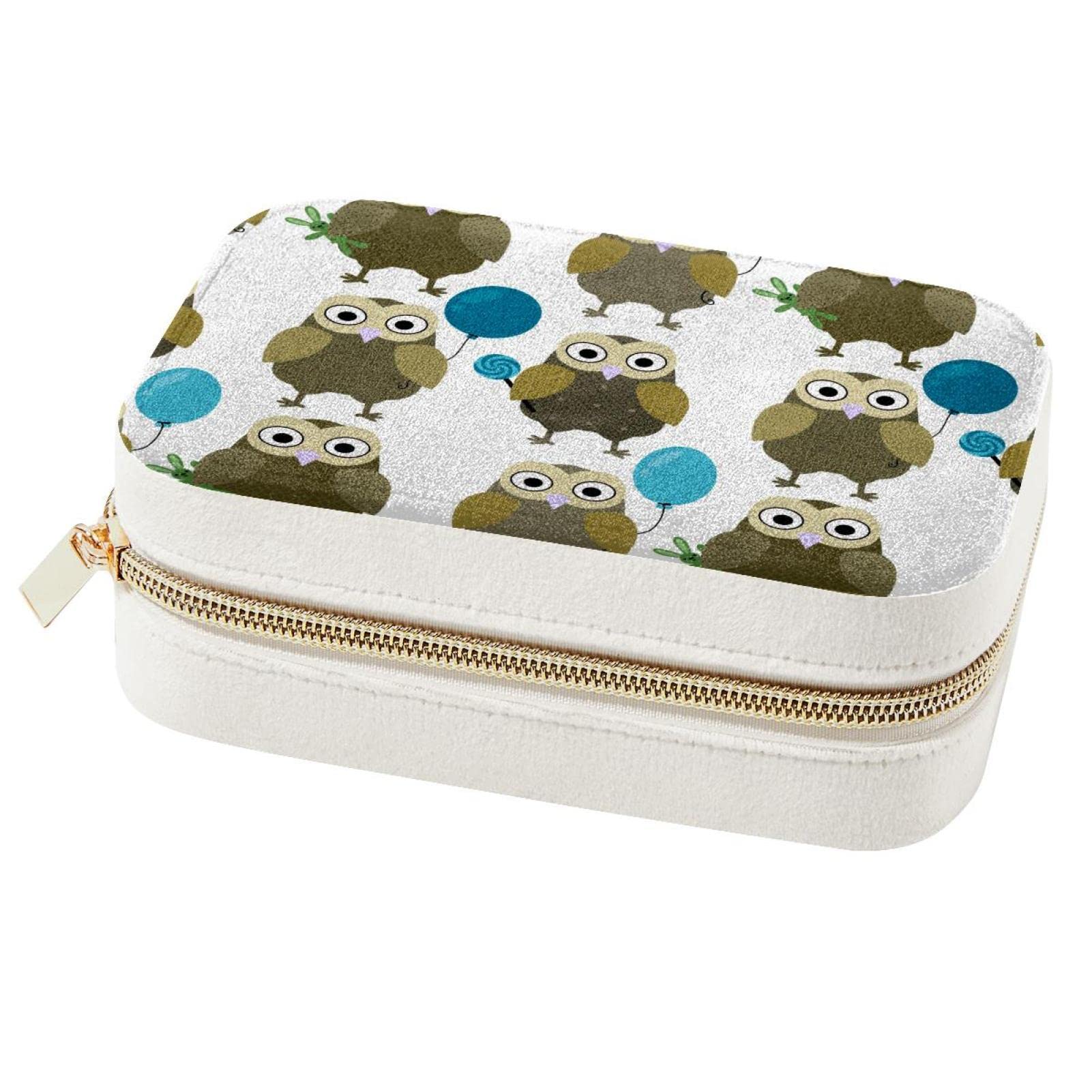 Boîte à bijoux portable chouette pour bagues et colliers de femmes