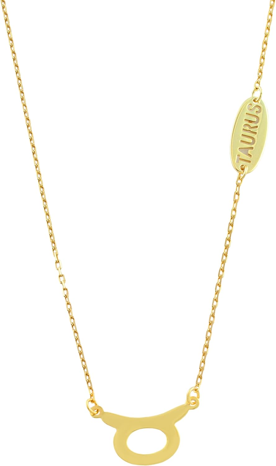 Kooljewelry 10k Yellow Gold Horoscope Zodiac Sign Necklace (18 inch)