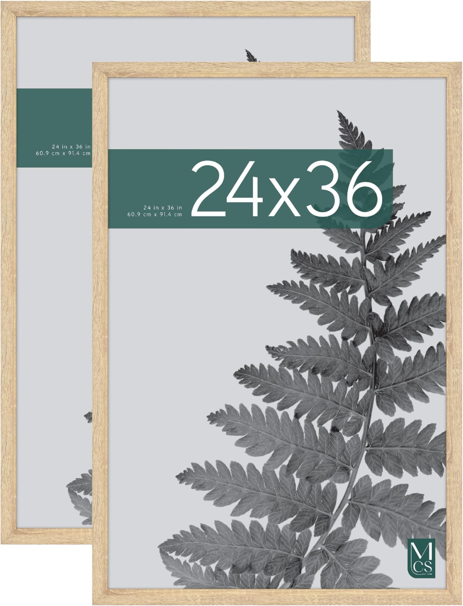 Studio Gallery 24x36 Poster Frame Natural Woodgrain Engineered Wood, Vertical & Horizontal Wall Hanging Large Picture Frame for Photos, Posters & Art Prints (2-Pack)