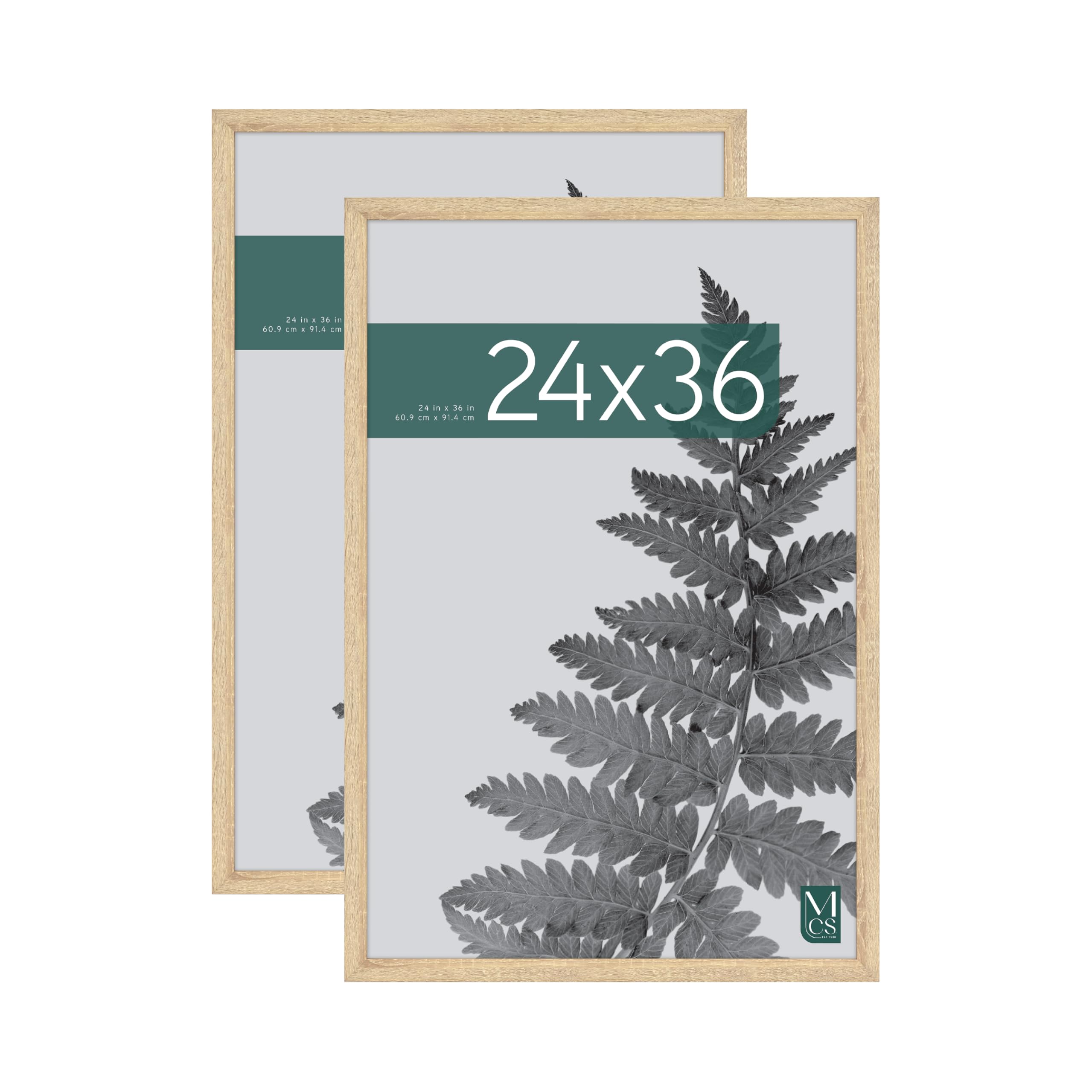 Cadre poster 61x91,4 cm aspect bois naturel mdf grand format pour affiche salon lot de 2 MCS Studio