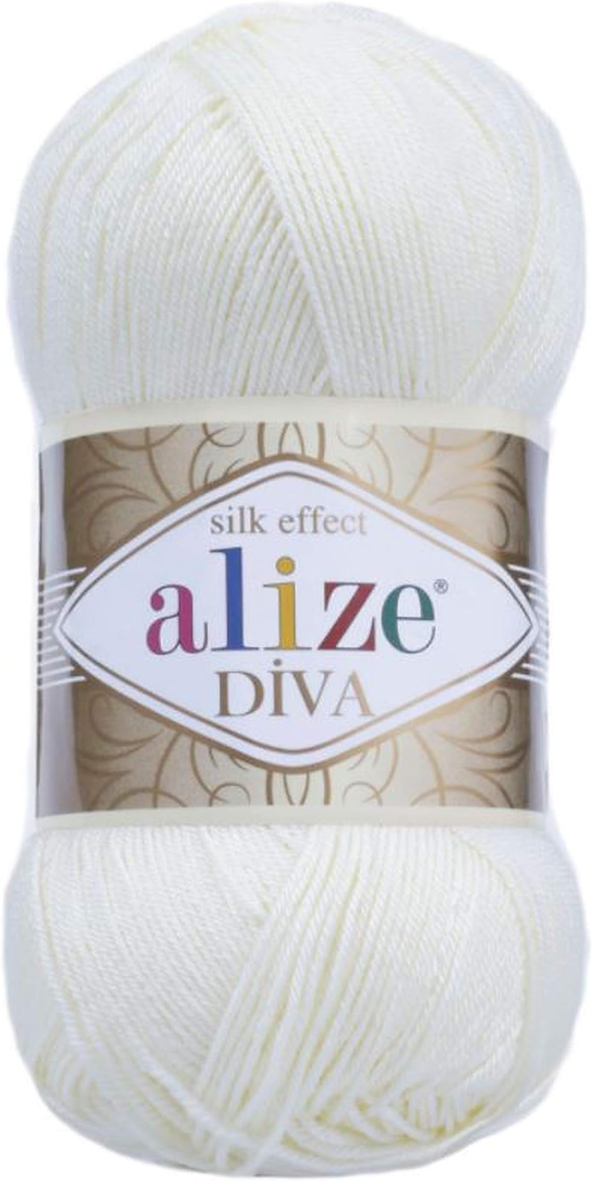 Diva Silk Effect 100% Microfiber Acrylic Yarn 1 Ball skeins 100gr 383yds Color (1055 - Sugar White)