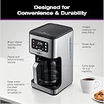 Salton Stainless Steel Digital Coffee Maker – 14 Cups | Hot & Cold Coffee Modes | 24 Hour Timer | led Touch Screen | Reusable Filter | Anti-Drip Feature | Hot Hold Plate | Proudly Canadian
