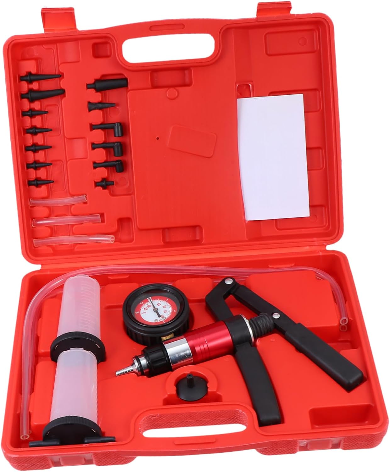 SOLUSTRE Handheld Vacuum Brake Bleeder Kit Clutch Fluid Change Tool with Adapters for Cars Trucks and Motorcycles Self-Operated Brake System Bleeding Durable Storage Case Included