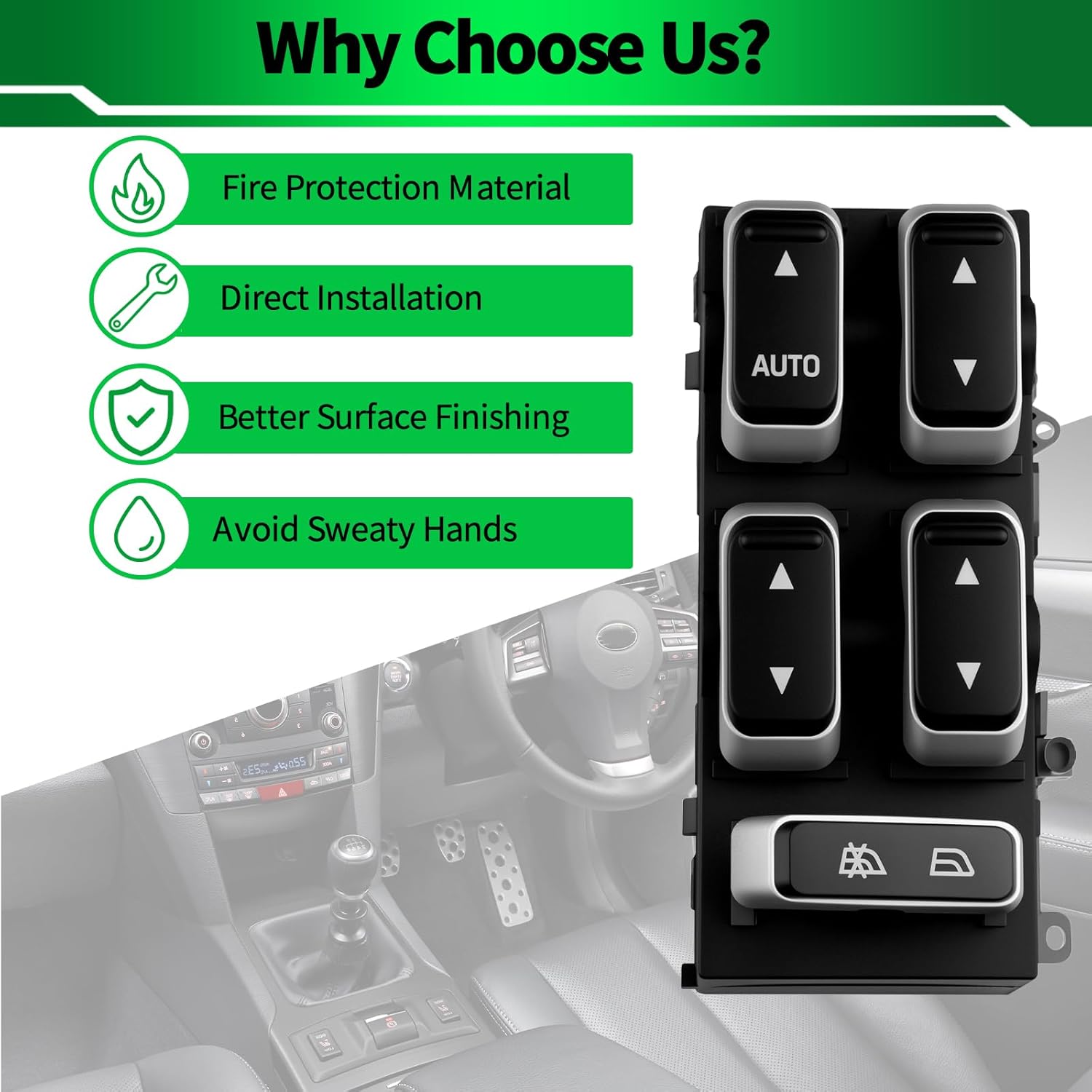 5W1Z14529BA Driver Side Master Power Window Switch Fit for:-Lincoln 2003 2004 2005 2006 2007 2008 Town Car, for Town Car 03 04 05 06 07 08 OE# 5W1Z-14529-BA 901-326 901326 DWS-399 SK901326