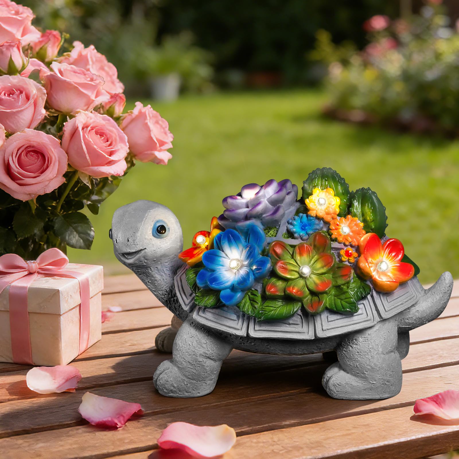 - Linkax Valentines Day Gifts for Her, Solar Garden Decor for Outside Yard Outdoor Home Patio Decor, Turtle Statues Birthday Gifts for Grandma Mom Women Sister, Easter Mothers Day House Warming Present