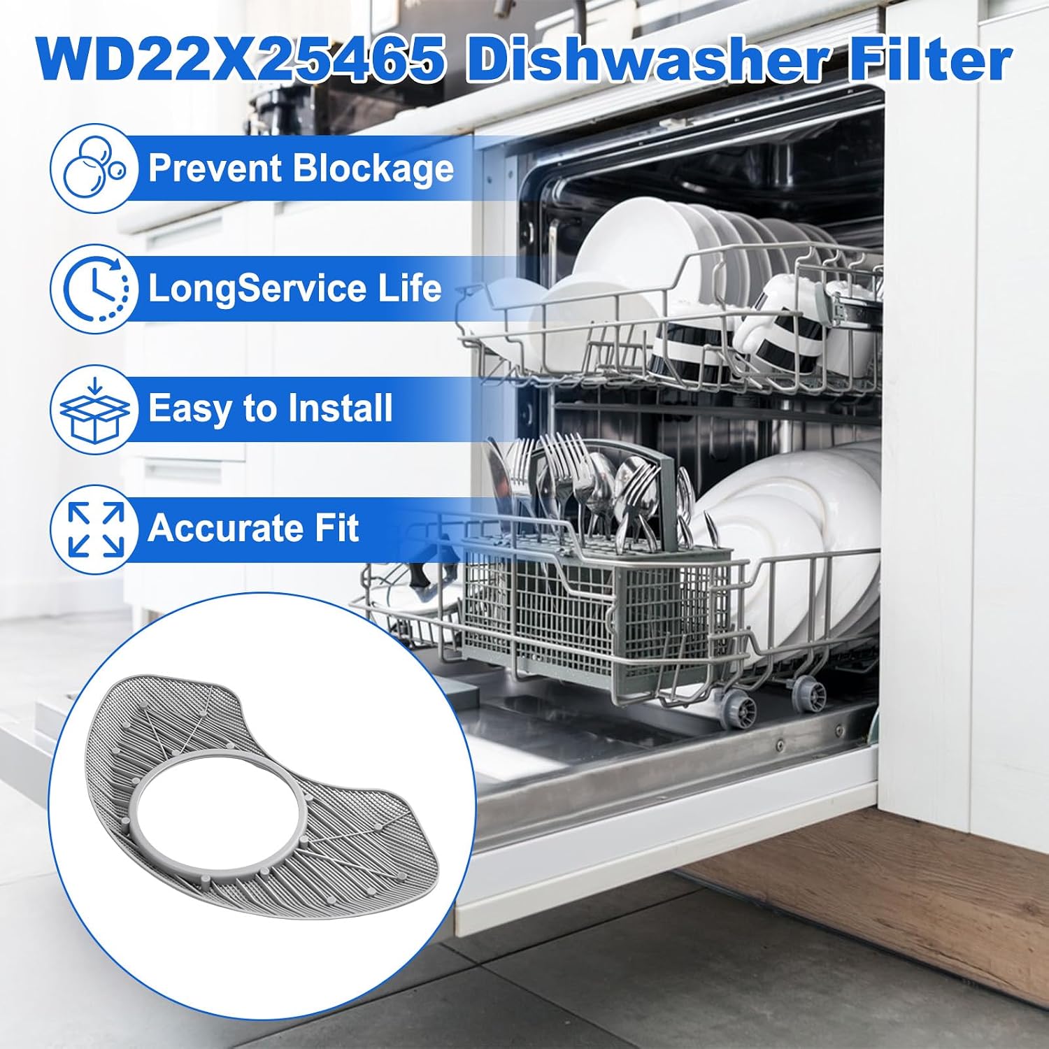 WD22X25465 Dishwasher Plastic Coarse Filter Compatible with GE Hotpoint Dishwashers,Replaces 4962337, AP6976529,PS12741267,EAP12741267