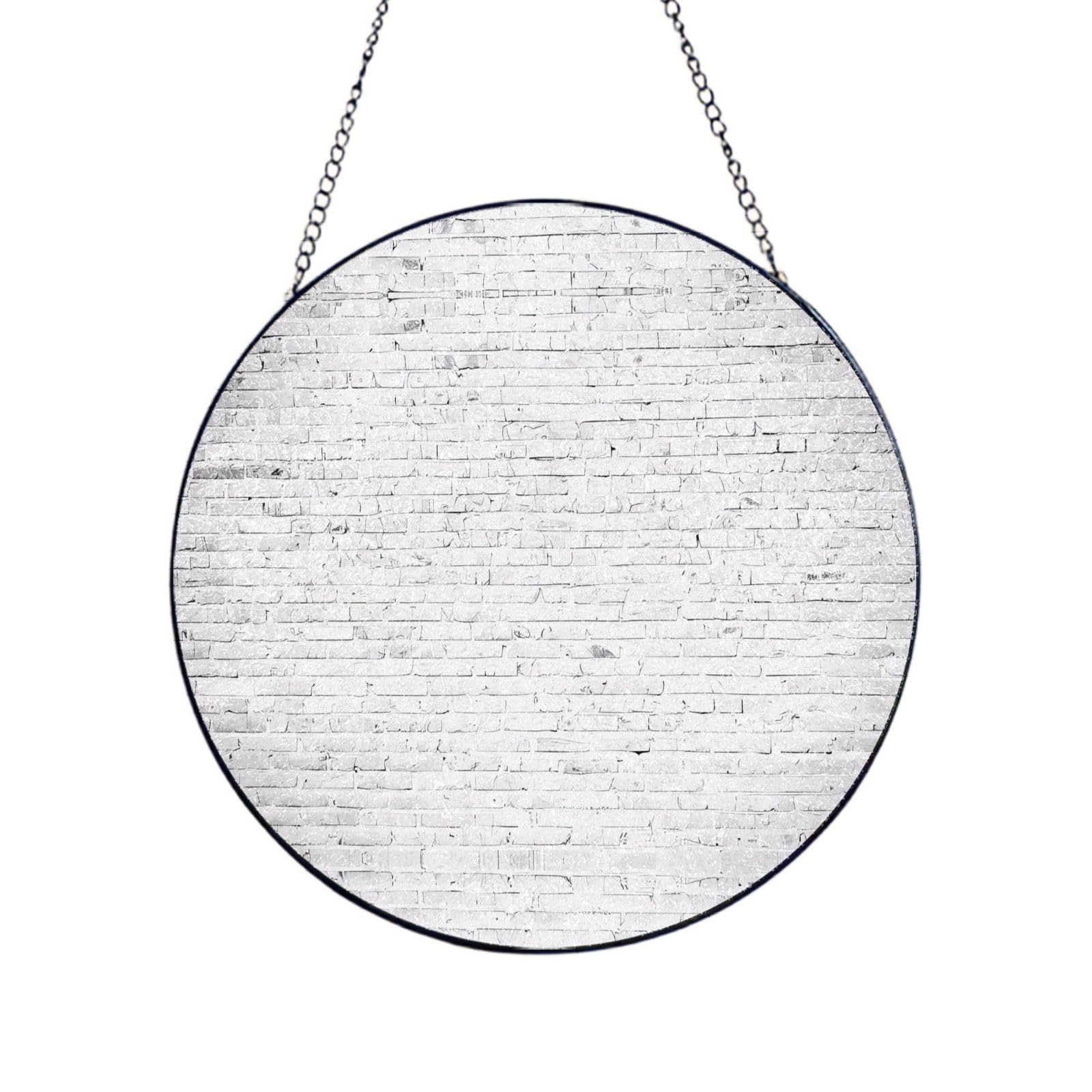 Phayah Brick Wall Print Glass Window Hanging Round Suncatcher Glass Ornament Garden Wall Fence Decorations Indoor Outdoor 8in（20cm）