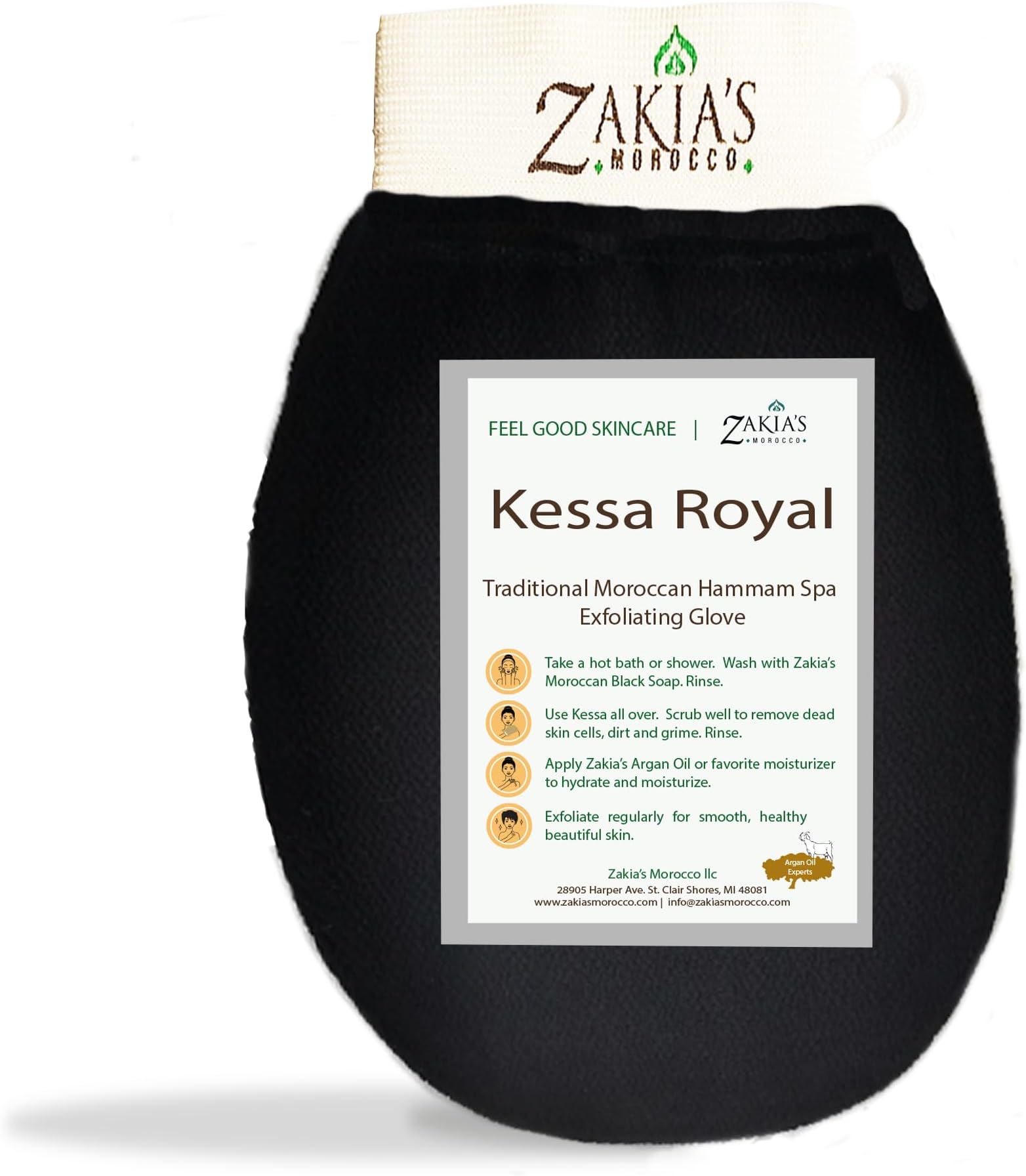 Moroccan Kessa Exfoliating Scrub Glove - Black