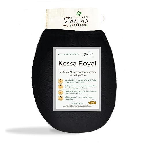 Guante exfoliante original Kessa - Negro carbón - Mitones de microdermabrasión para exfoliación en casa, elimina la piel muerta no deseada