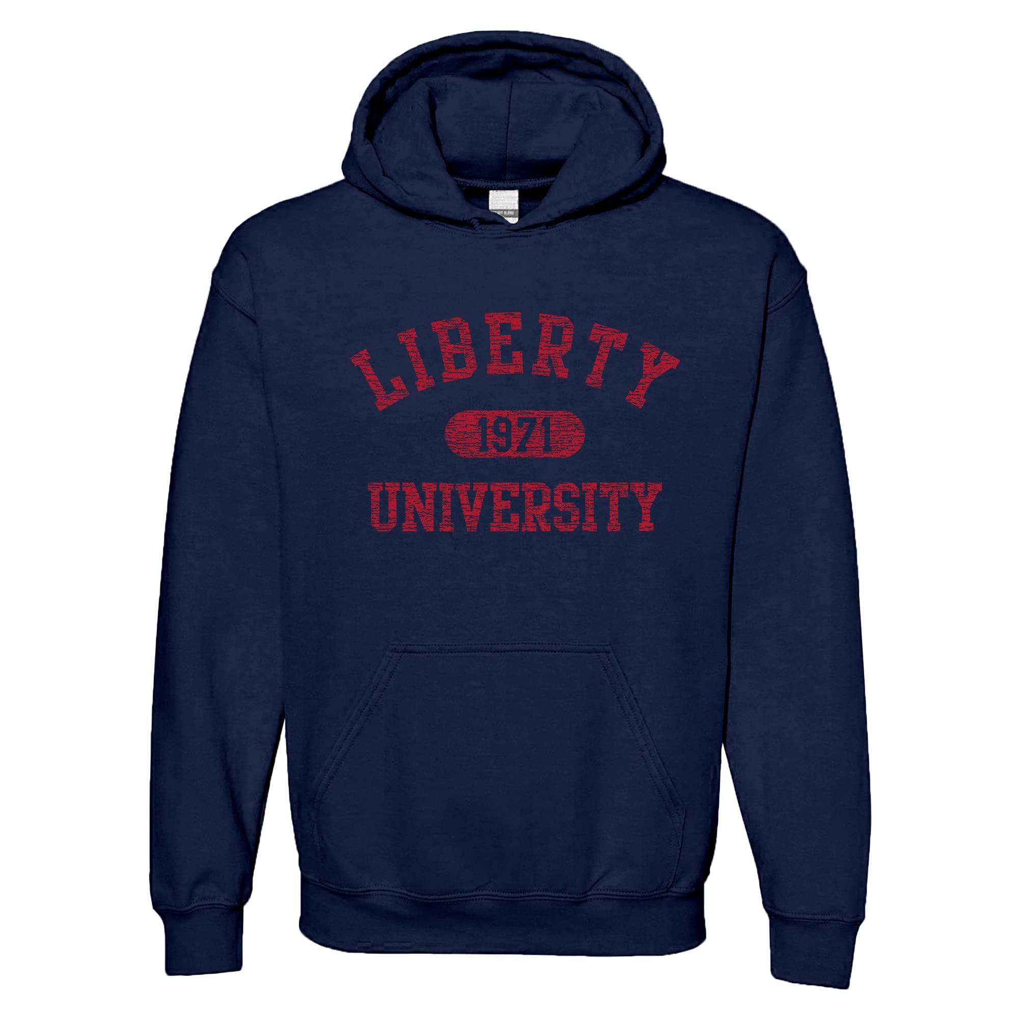 UGP Campus Apparel NCAA Officially licensed College - University Team Color Arch Logo Hoodie, Liberty University Flames Navy, L โ image 1