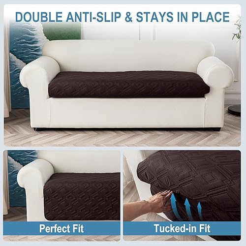 Miniatura 5 de Genina Funda de sofá 100% impermeable para sofá de 3 cojines, fundas de sofá antideslizantes lavables para sofá modular en forma de L, protector de