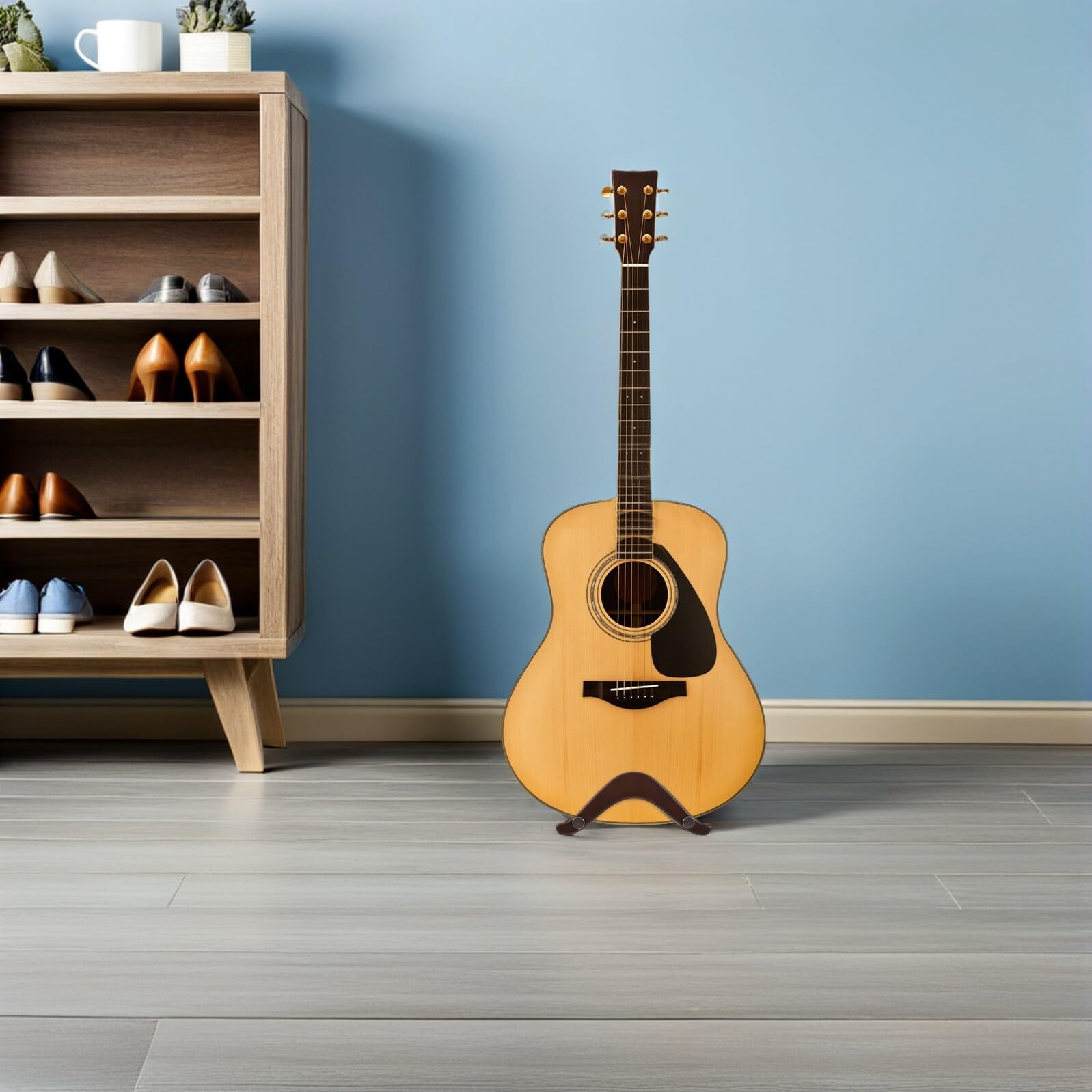 MAGICLULU Supporto Compatto per Chitarra Classica ed Elettrica in Legno, Portatile e Staccabile, Leggio da Terra Stabile per Uso Domestico e Concerti