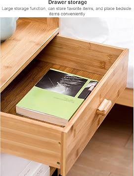 Nightstand with Drawer, Mobile Storage Cabinet for Bedside or Sofa, Simple End Table with Spacious Top Shelving(Size:46x38x57cm(18x15x22in),Color:Brown1)