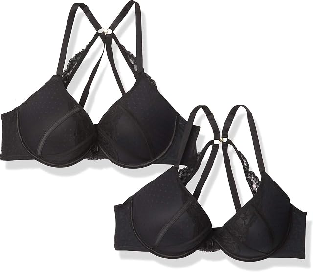 Iris & Lilly Women's Mesh Push-Up Bra, Pack of 2