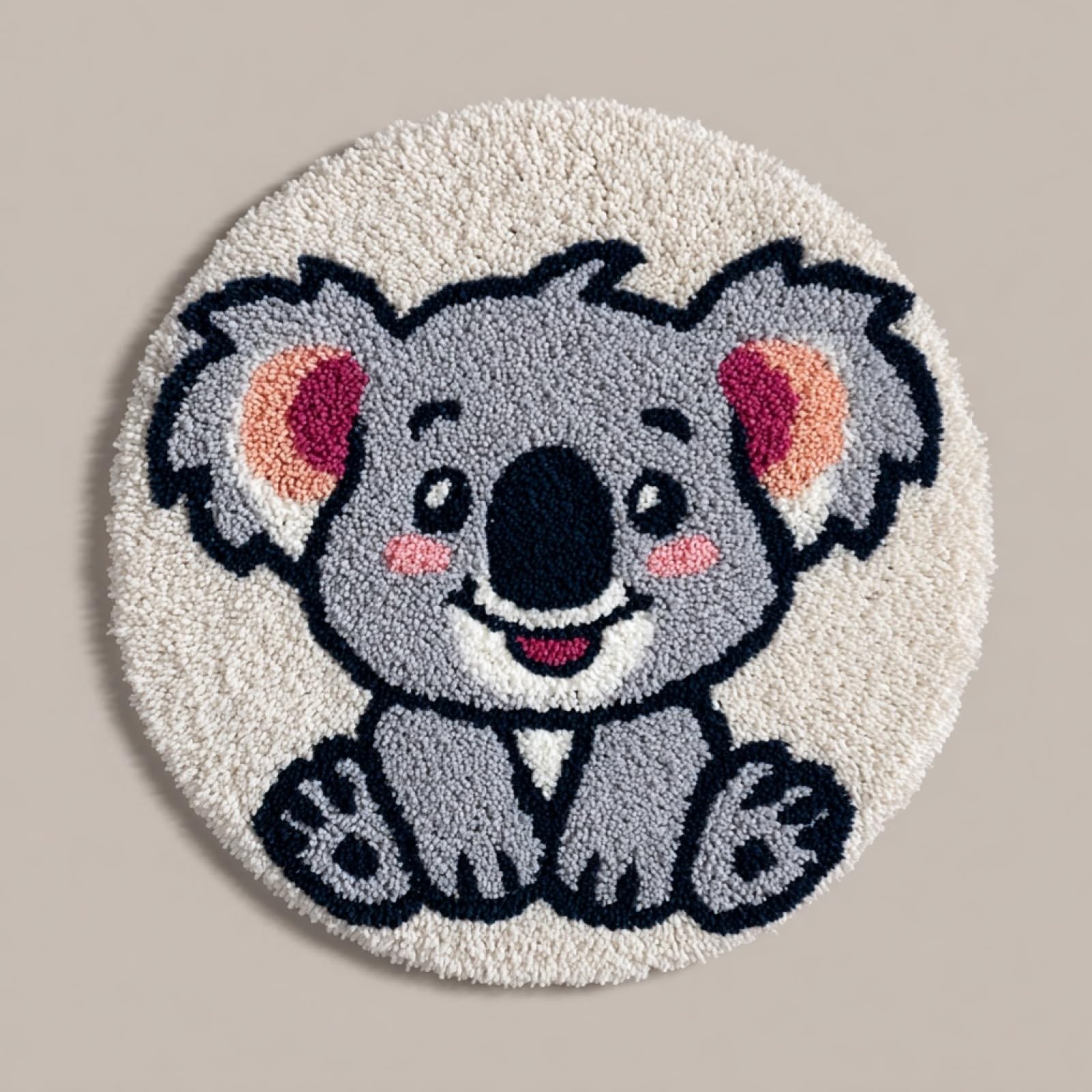 WallustrioaW 3D Latch Hook Rug Kit,Cute Koalas,DIY Latch Hook Kit Rug Making Crafts for Kids and Adults,Embroidery Carpet Cushion with Sewing Tool,50x50cm