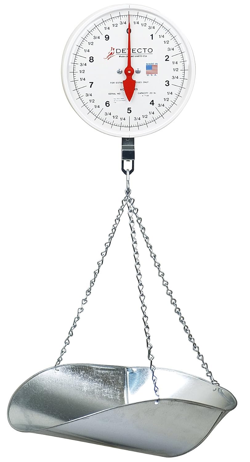 Detecto MCS-10KGP Hanging Dial Scale, 10Kg Capacity, Scoop