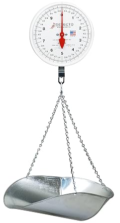 Detecto MCS-40P Hanging Dial Scale, 40 lb. Capacity, Scoop